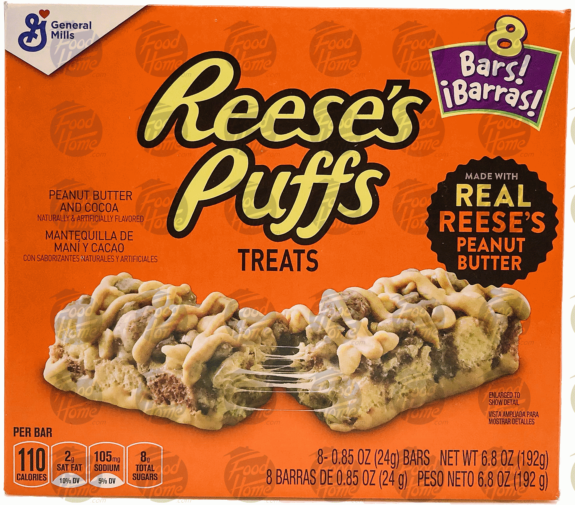 Reese's Reese's Puff Treats peanut butter and cocoa reese's puff granola bars, 8 pk., box Full-Size Picture